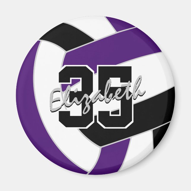 purple black volleyball team colors gifts magnet (Front)