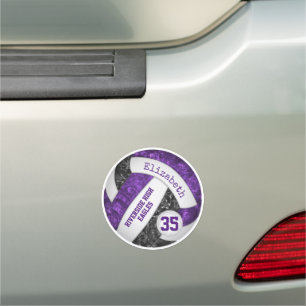 purple black volleyball team colors girls locker car magnet