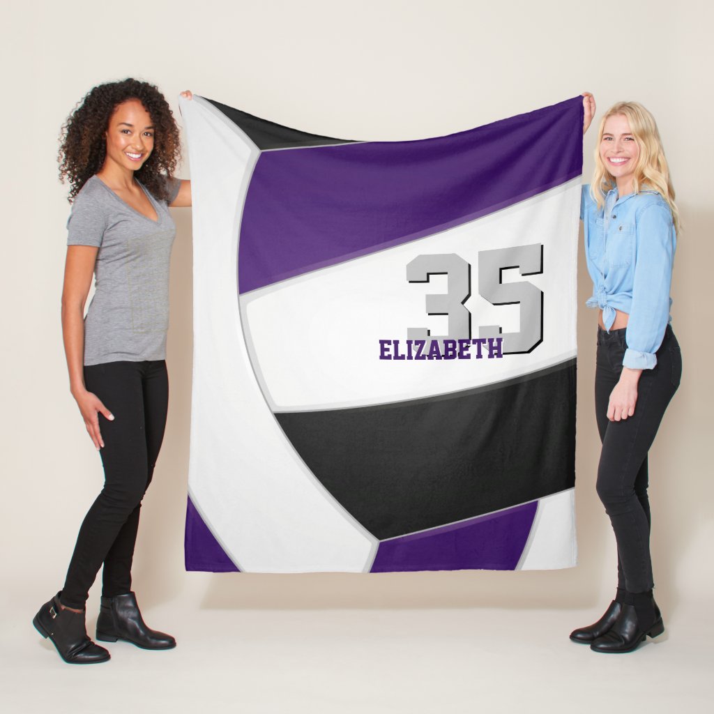 purple black volleyball team colors sports room fleece blanket