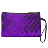 purple black wave background suede wristlet wallet (Front)