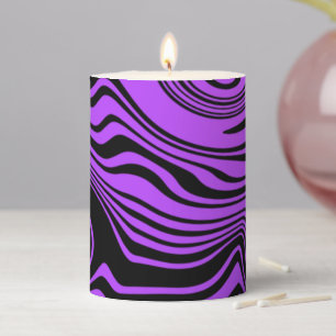 Purple Black Wavy Striped Candle or Choose Color