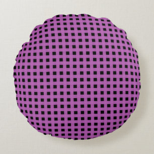 Purple Black Weave Pattern Round Pillow