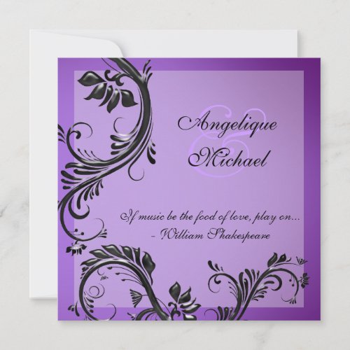 Purple black wedding anniversary engagement invitation