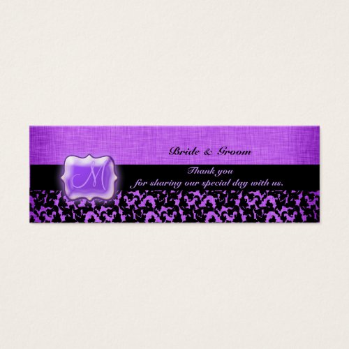 Purple black wedding favor damask floral business card templates