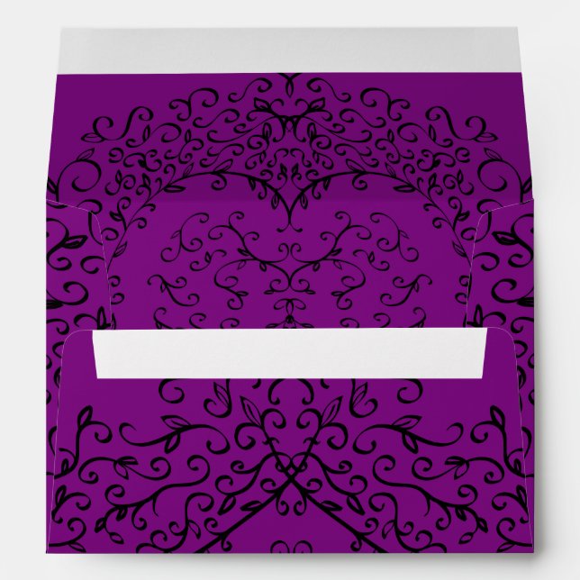 Purple Black Wedding Gothic Heart Envelope (Back (Bottom))