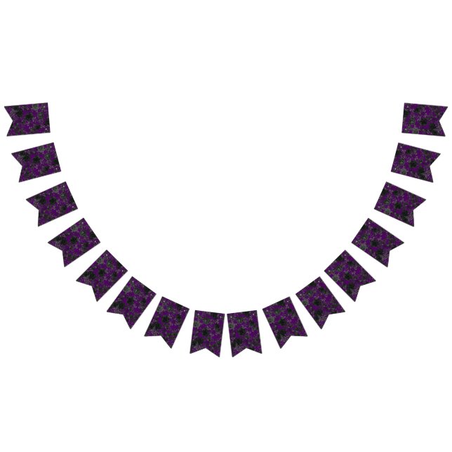Purple Black Wedding Gothic Roses Bunting Flags (All)