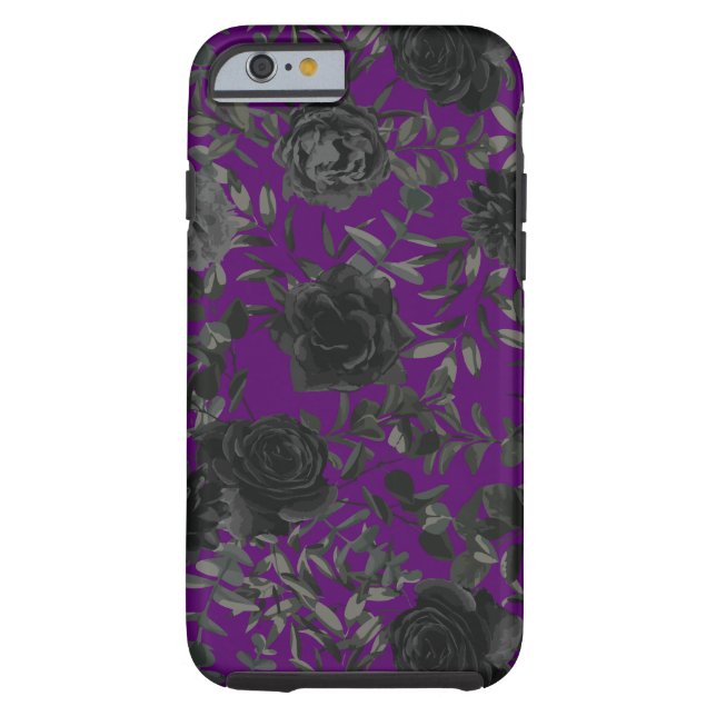 Purple Black Wedding Gothic Roses Case-Mate iPhone Case (Back)
