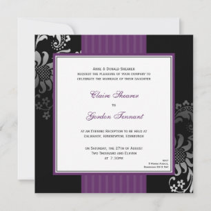 Purple & Black Wedding Invitation - Purple