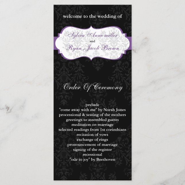 purple black Wedding program (Front)