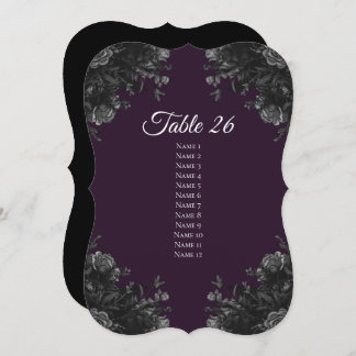 Purple Black Wedding Table Number Escort Cards