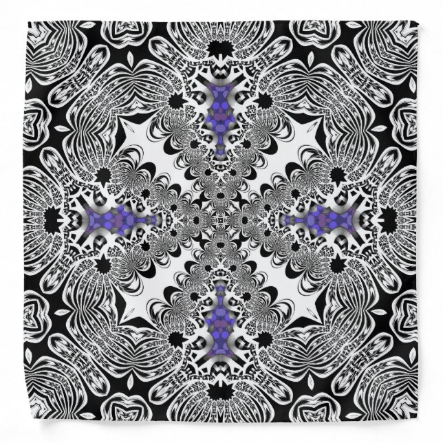 Purple Black+White Bandana Tribal Weave Pattern (Front)