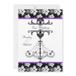 Purple,  Black, White Chandelier Wedding Invite