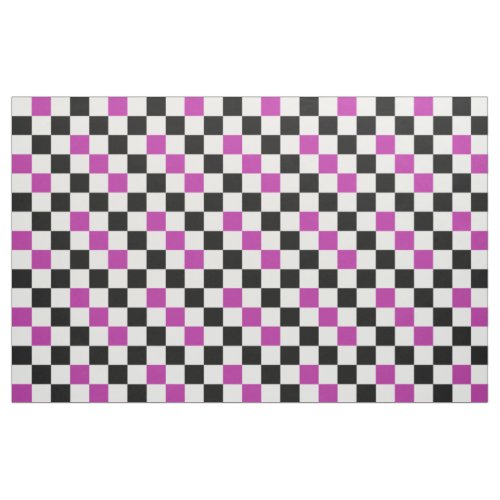 Purple Black White Checkered Pattern Design  Fabric