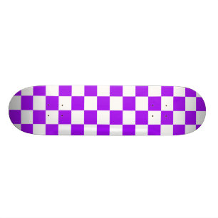 Purple Black & White Checkered Skateboard Deck