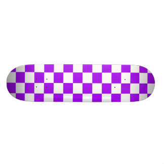 Purple Black & White Checkered Skateboard Deck