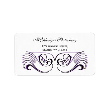 Purple, black & white Chic Business address labels