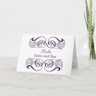 Purple black & white Chic Business Thank You Cards