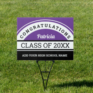 Purple Black White Congratulations Graduate 2020 Sign