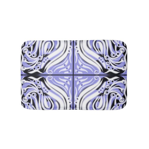 Purple Black White Curly Abstract Pattern  Bath Mat