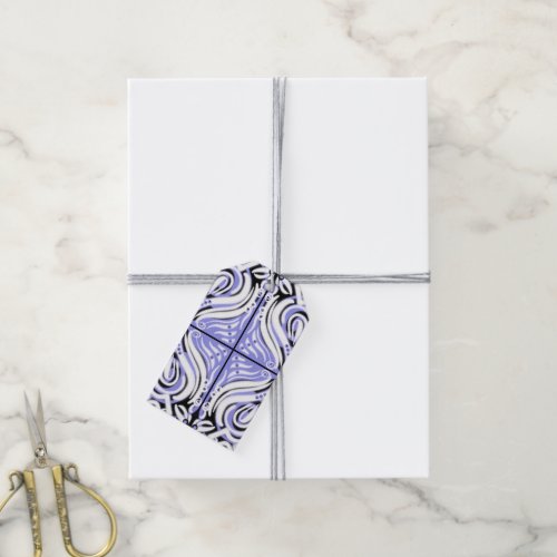 Purple Black White Curly Abstract Pattern  Gift Tags