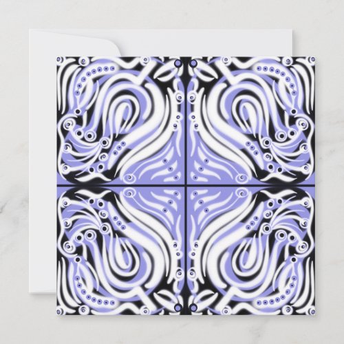 Purple Black White Curly Abstract Pattern  Holiday Card