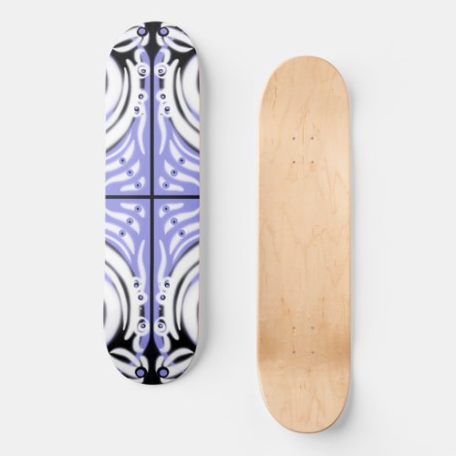 Purple Black White Curly Abstract Pattern  Skateboard
