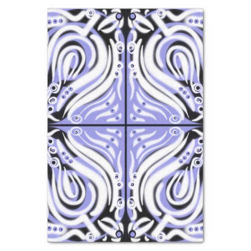 Purple Black White Curly Abstract Pattern  Tissue Paper