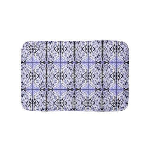 Purple Black White Curly Abstract Repeat Pattern  Bath Mat