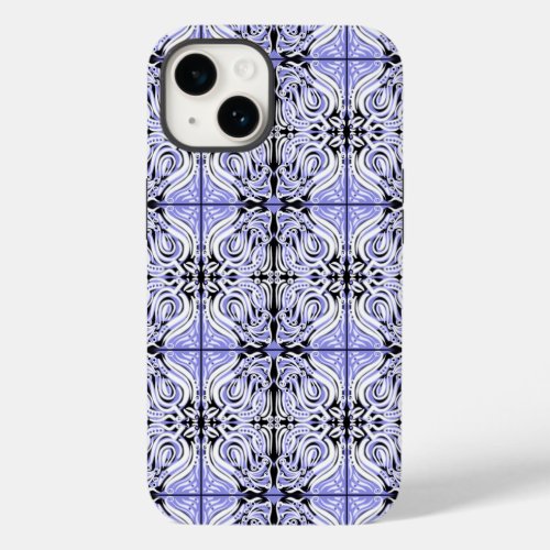 Purple Black White Curvy Abstract Repeat Pattern  Case_Mate iPhone 14 Case