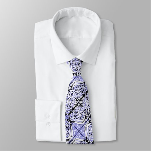 Purple Black White Curvy Abstract Repeat Pattern  Neck Tie