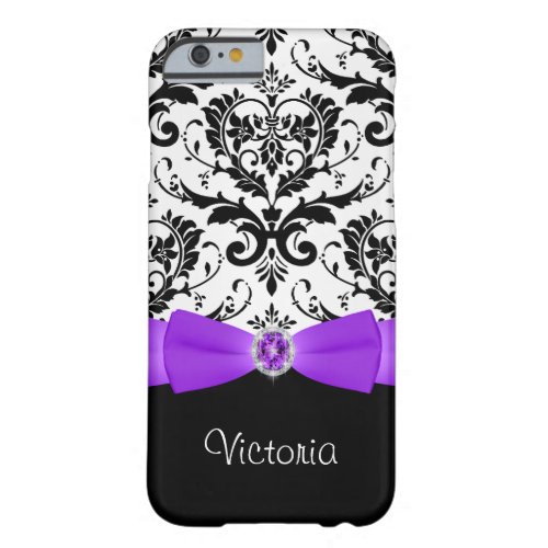 Purple Black White Damask iPhone 6 Case