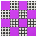 Purple Black White Harlequin Square Shape Textile Fabric