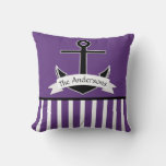 Purple Black White Nautical Design Personalized Throw Pillow at Zazzle