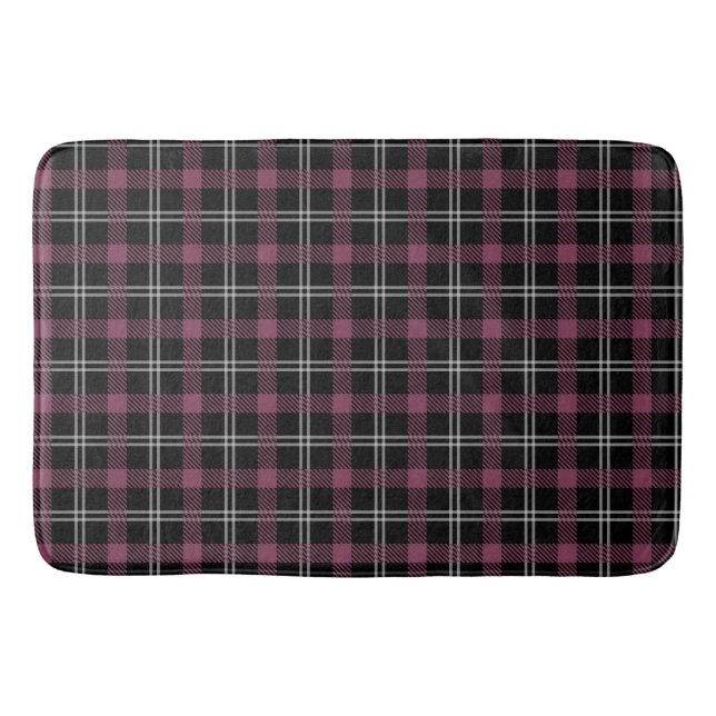 Purple Black White Plaid Decor Background Bath Mat (Front)
