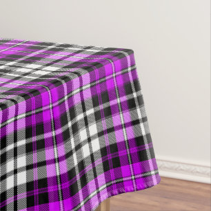 Purple Black White Plaid Tartan Pattern Design Tablecloth