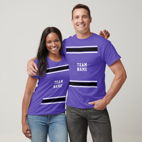 Purple Black White Sports Jersey Team Name Unisex T_Shirt