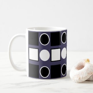Purple Black White Square Circle Geometric Pattern