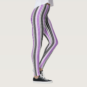 Purple Black White Stripes Pattern Design  Leggings