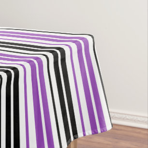 Purple Black White Stripes Pattern Design Tablecloth