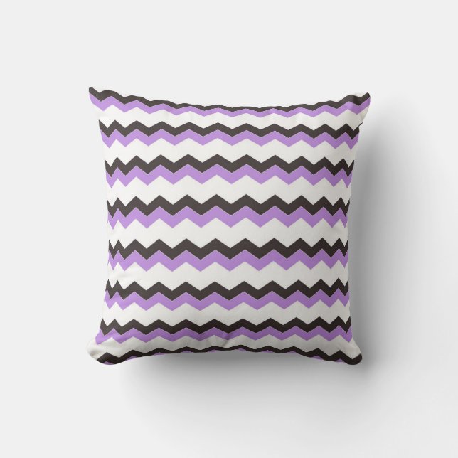 Purple Black White Zig Zag Throw Pillow (Front)