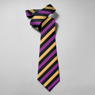 Purple Black Yellow Striped Formal Groomsmen Neck Tie