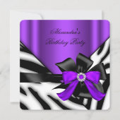 Purple Black Zebra Stripe Birthday Party Invitation | Zazzle
