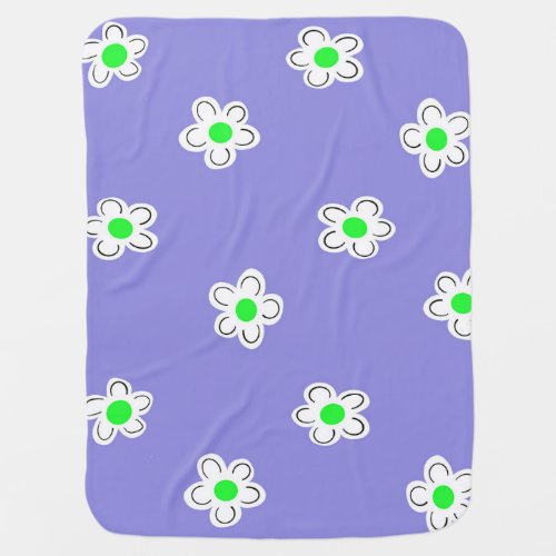Purple Blanket with White and Green Flowers