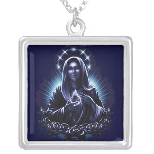 Purple Blessed Virgin Mary Necklace