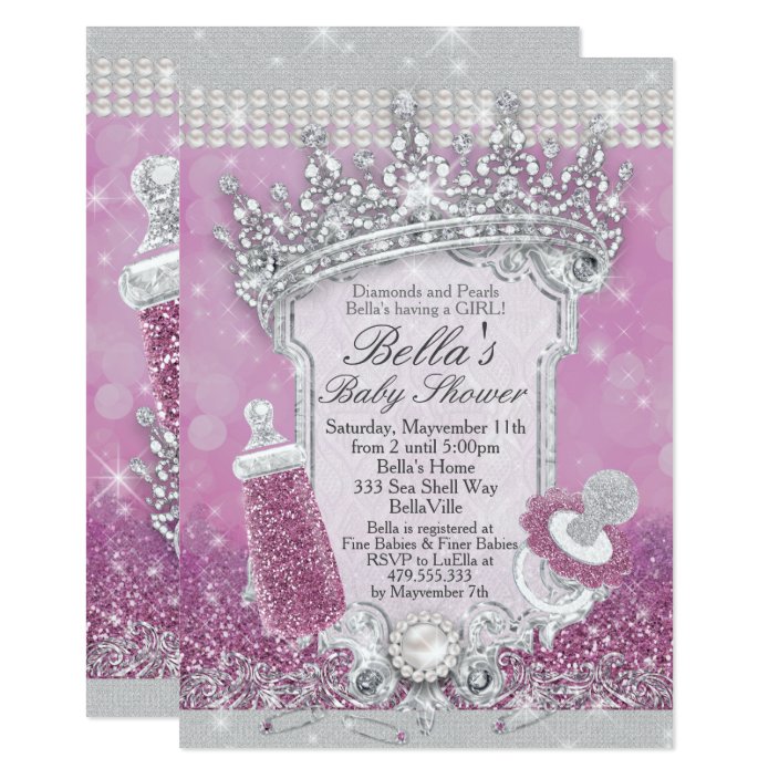 purple and silver baby shower invitations