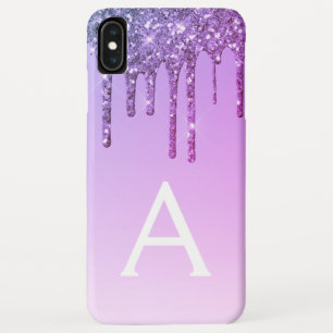 Purple Bling Luxury Sparkle Glitter Monogram iPhone XS Max Case