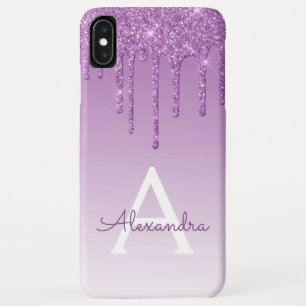 Purple Bling   Luxury Sparkle Glitter Monogram iPhone XS Max Case