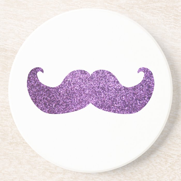 Purple Bling mustache (Faux Glitter Graphic) Coasters