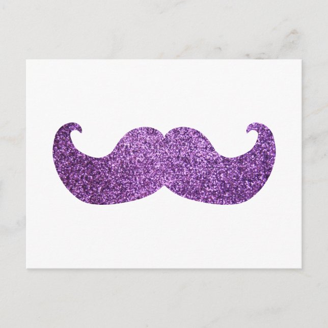 Purple Bling mustache (Faux Glitter Graphic) Postcard (Front)