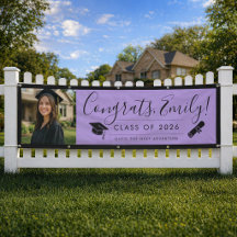PURPLE & BLK 2026 | Graduation Banner with Photo